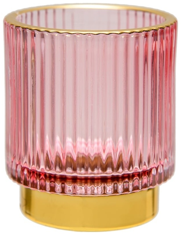 Подсвечник Вещицы из цветного рельефного стекла 7х7х8 см розовый Star-12