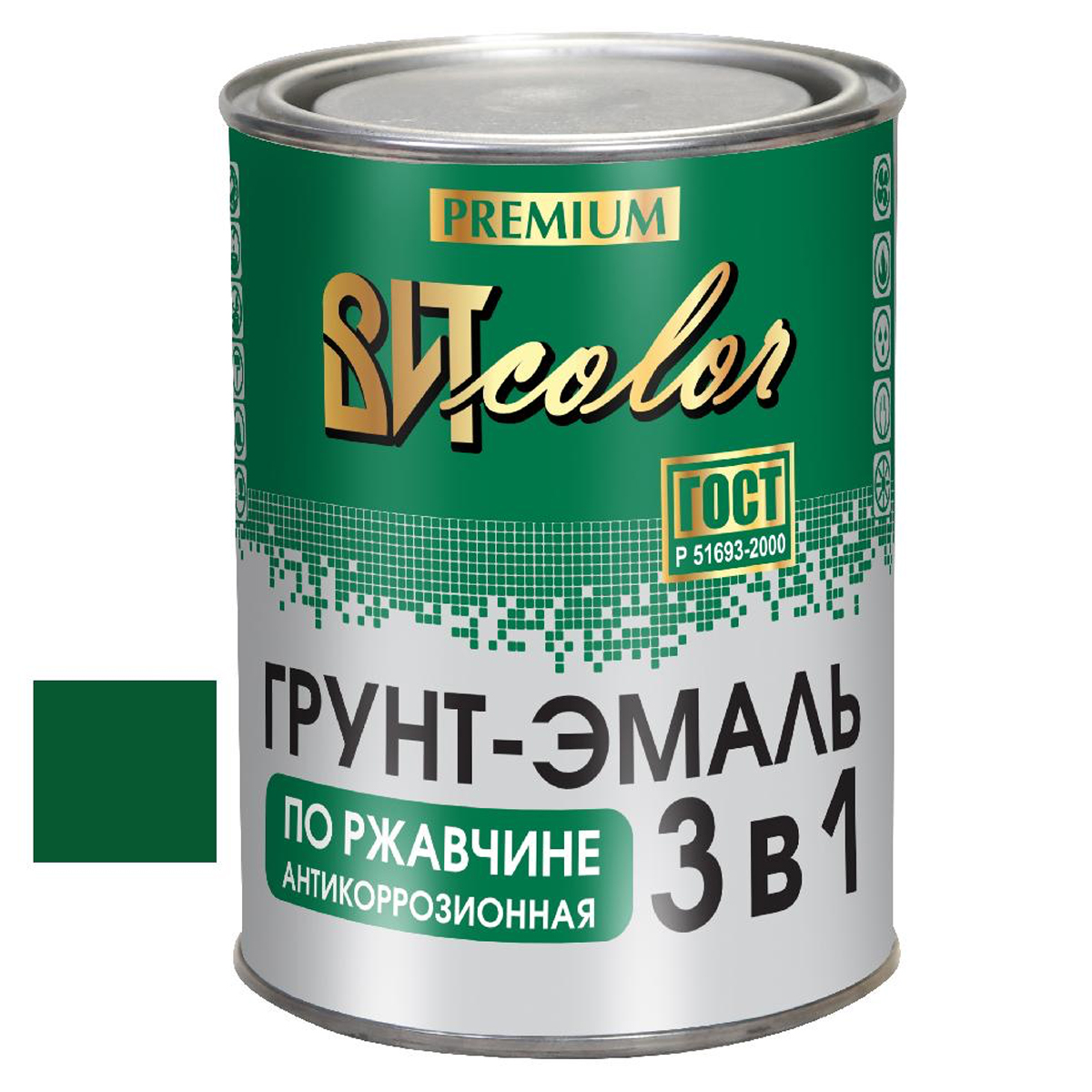 Грунт-эмаль по ржавчине 3 в 1 темно-зеленая ВИТ color 0,8кг Грунт-эмаль по ржавчине 3 в 1 темно-зеленая ВИТ color 0,8кг