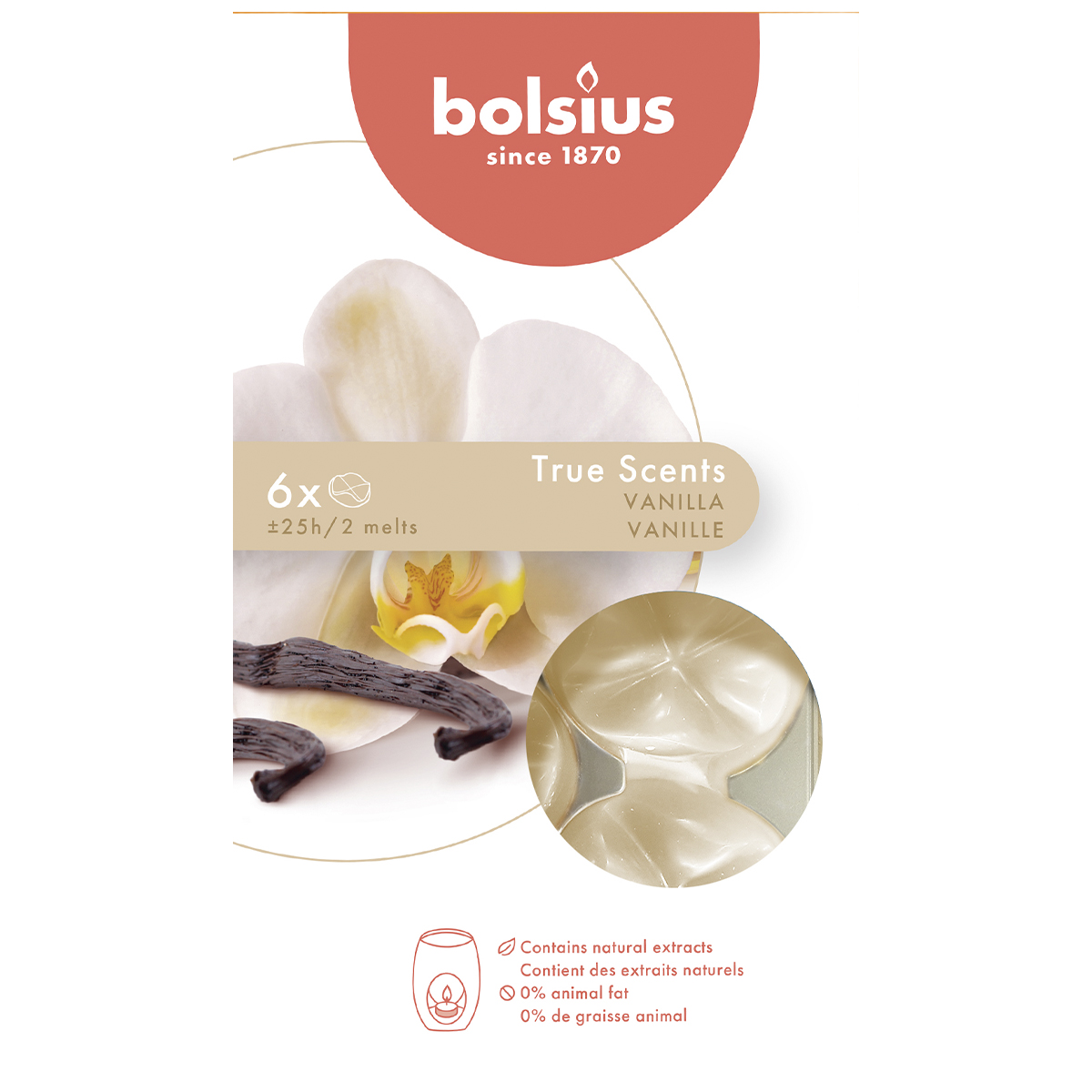 Парафин ароматический Bolsius 6 шт Ваниль