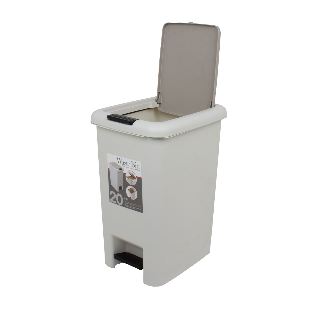 Контейнер для мусора с двойным нажатием 20л серый C42-B116 CN