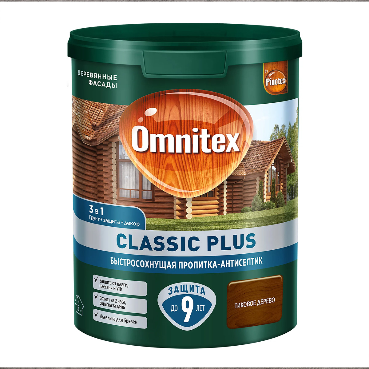 Пропитка-антисептик Omnitex Classic Plus 3 в 1 Тиковое дерево 0,9л