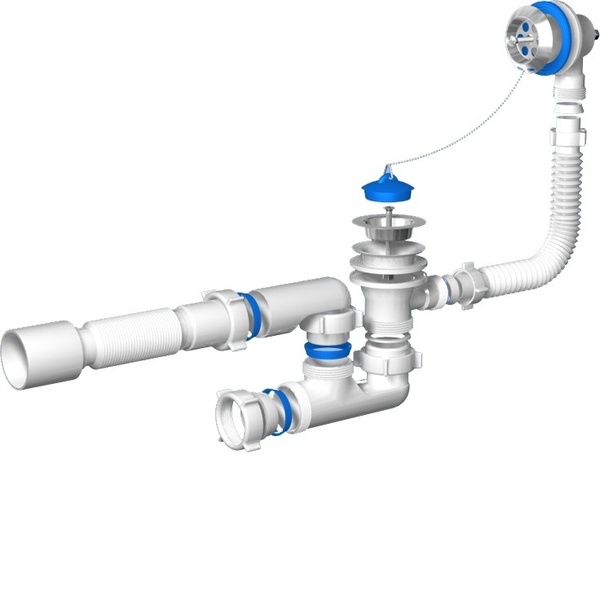 Сифон Ани для ванны нерж.чашка d70 1"1/2*40/50 регулируемый, гофра E255