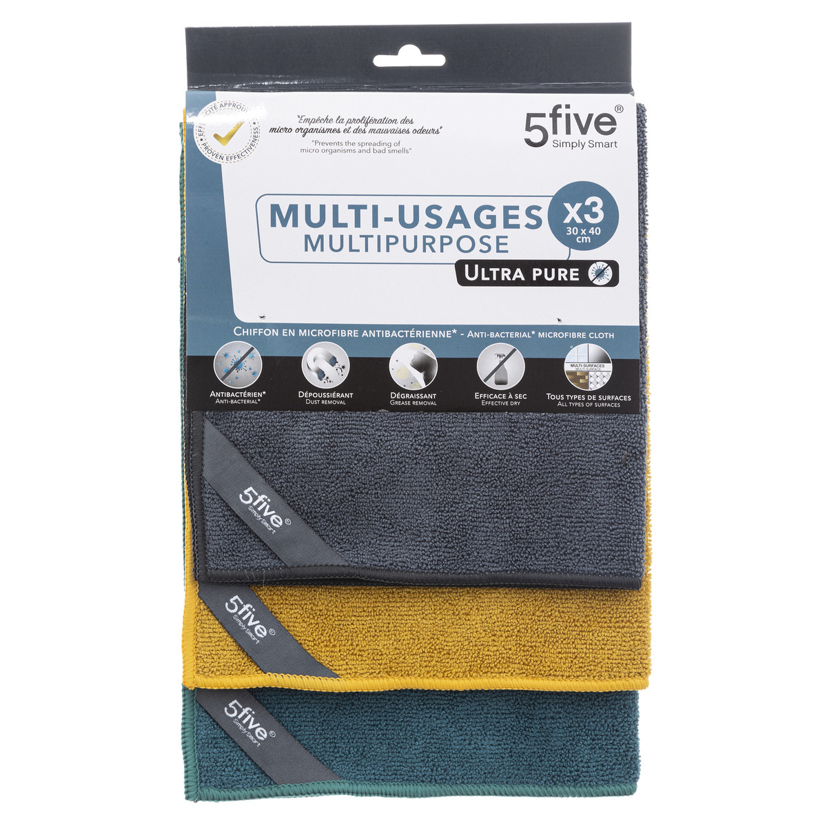 Набор салфеток из микрофибры 5Five 30х40см 3шт 164767