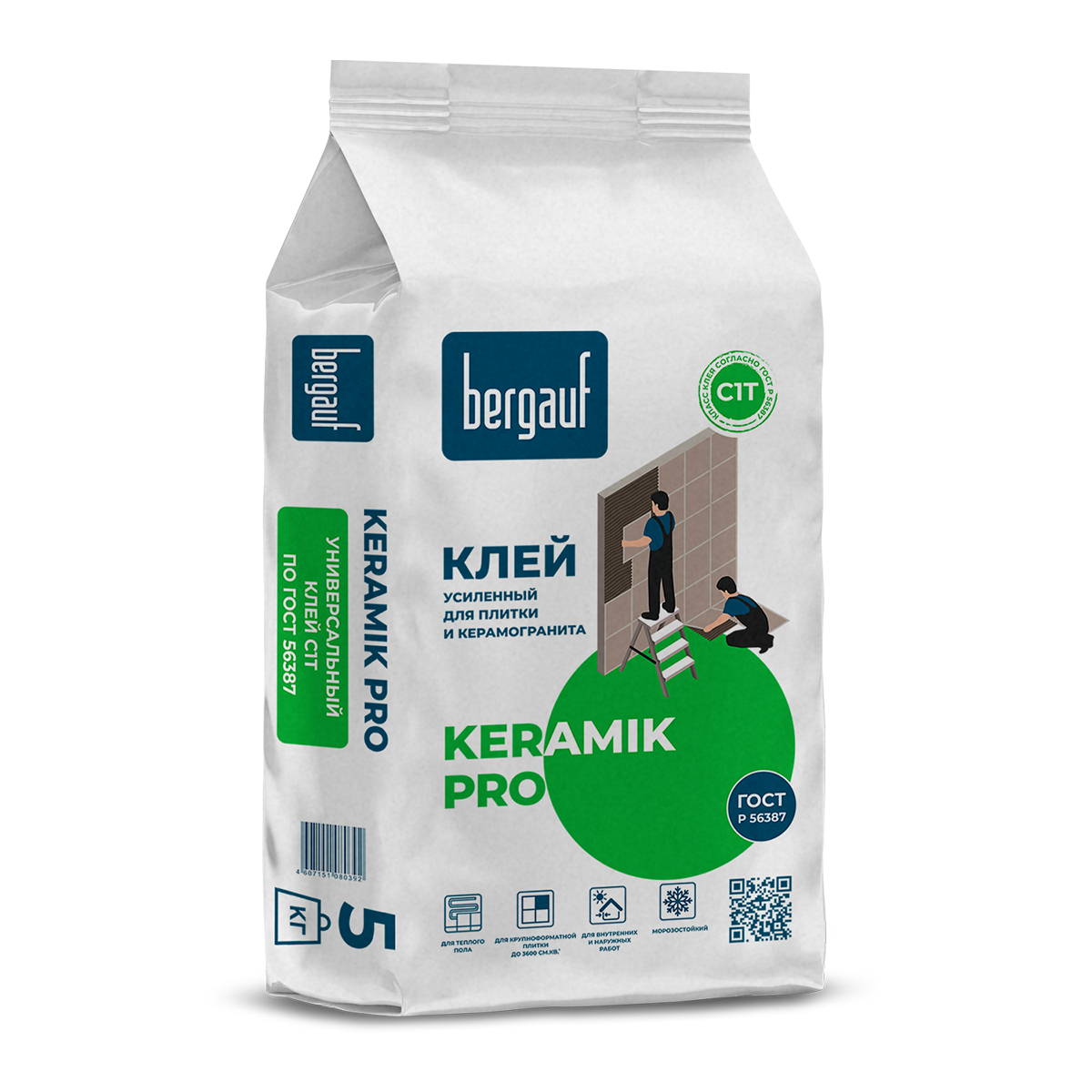 Bergauf Keramik Pro клей усиленный для керамической плитки, 5 кг
