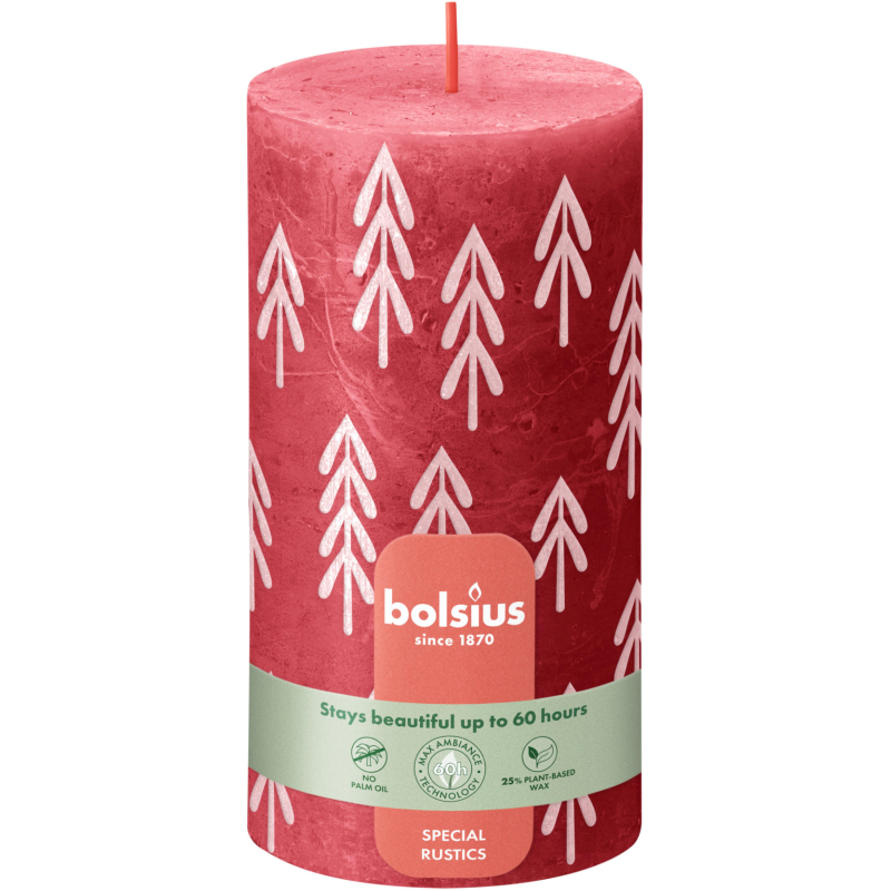 Свеча столбик Bolsius 13х6,8 см Delicate Red