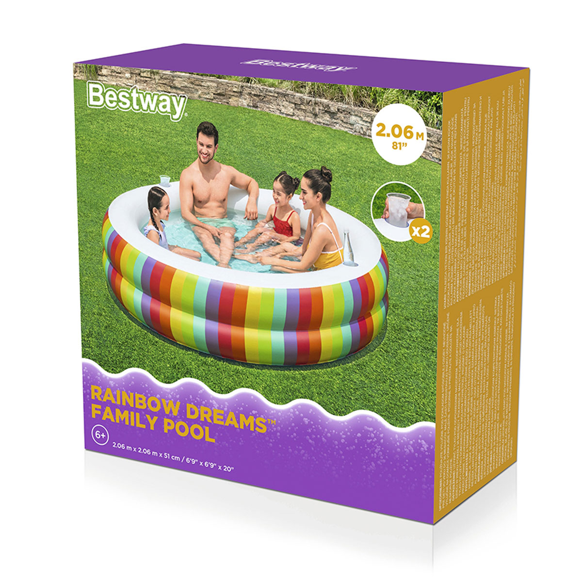 Бассейн надувной детский BESTWAY Rainbow Dreams 206х51 см 632 л 6+ 54443