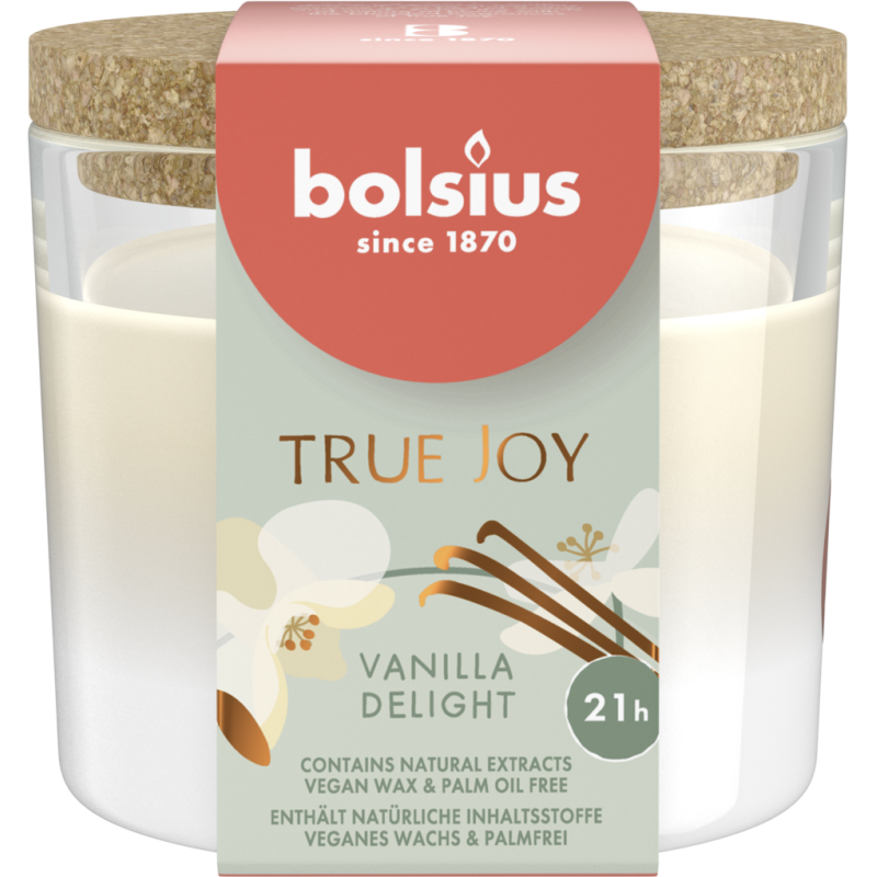 Аромасвеча Bolsius в стакане Vanilla delight 66х83 мм 21 ч.с пробковой крышкой