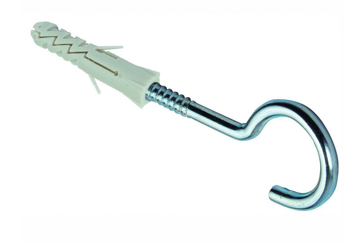Крюк-полукольцо с дюбелем  6 мм (6 шт)