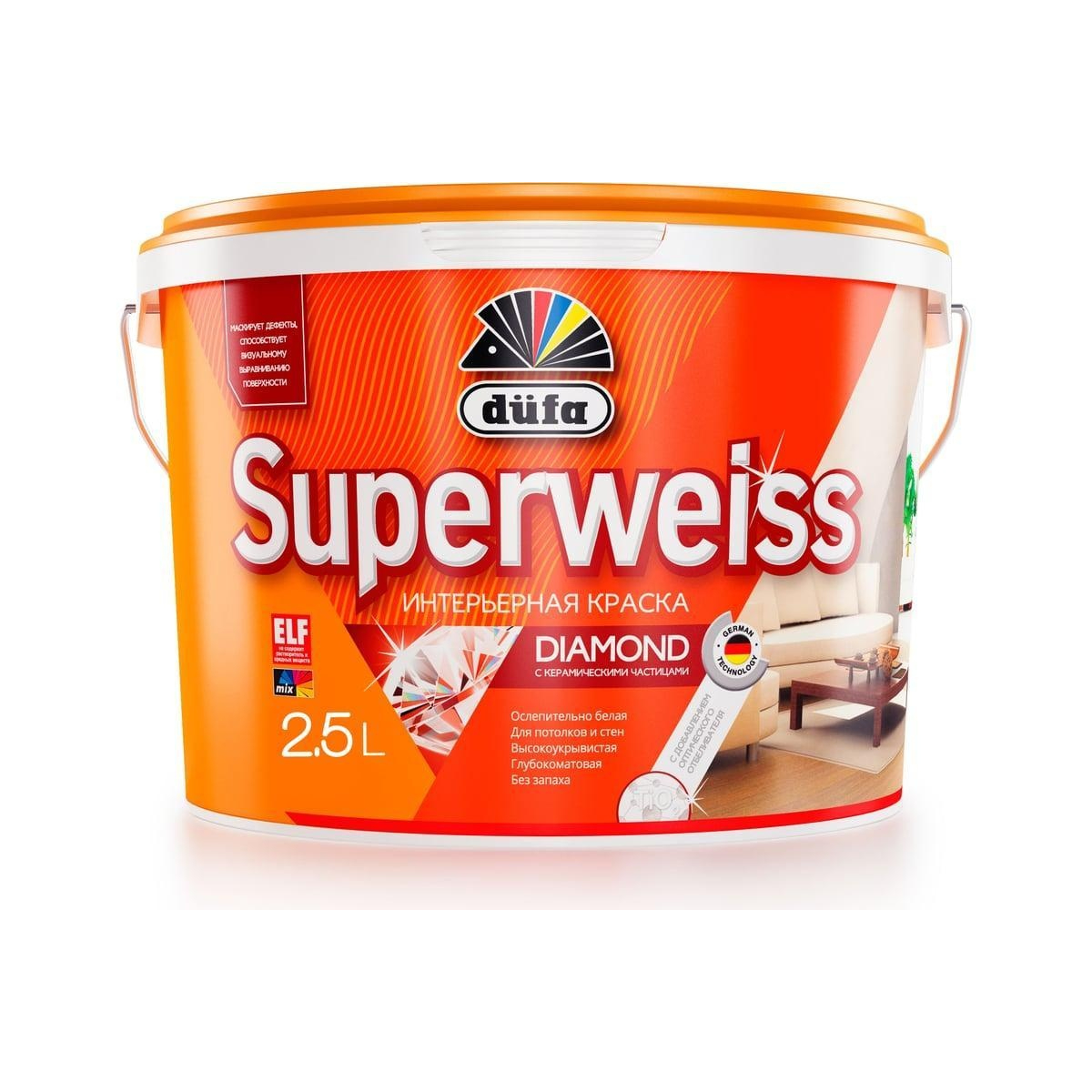 Краска водоэмульсионная "Dufa" SUPERWEISS RD4  2,5л