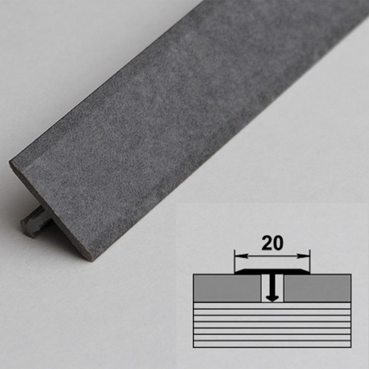 Профиль стыкоперекрывающий ЛС 10.2700.256 бетон темный