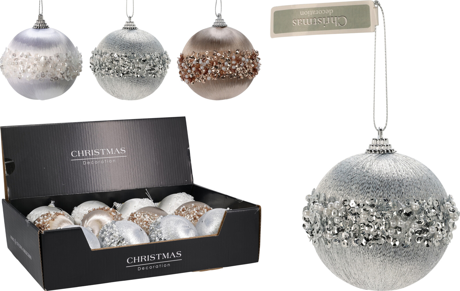 Шар елочный 8 см Бусины 3 вида в ассортименте ABJ450070 К