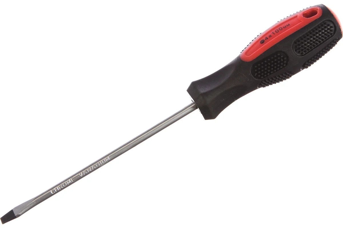 Отвертка Anti-Slip, SL4,0х100 мм, CrV, 2к рукоятка// Matrix