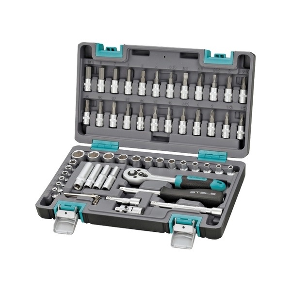 Набор инструментов STELS 1/4" CrV пластиковый кейс 57 предметов