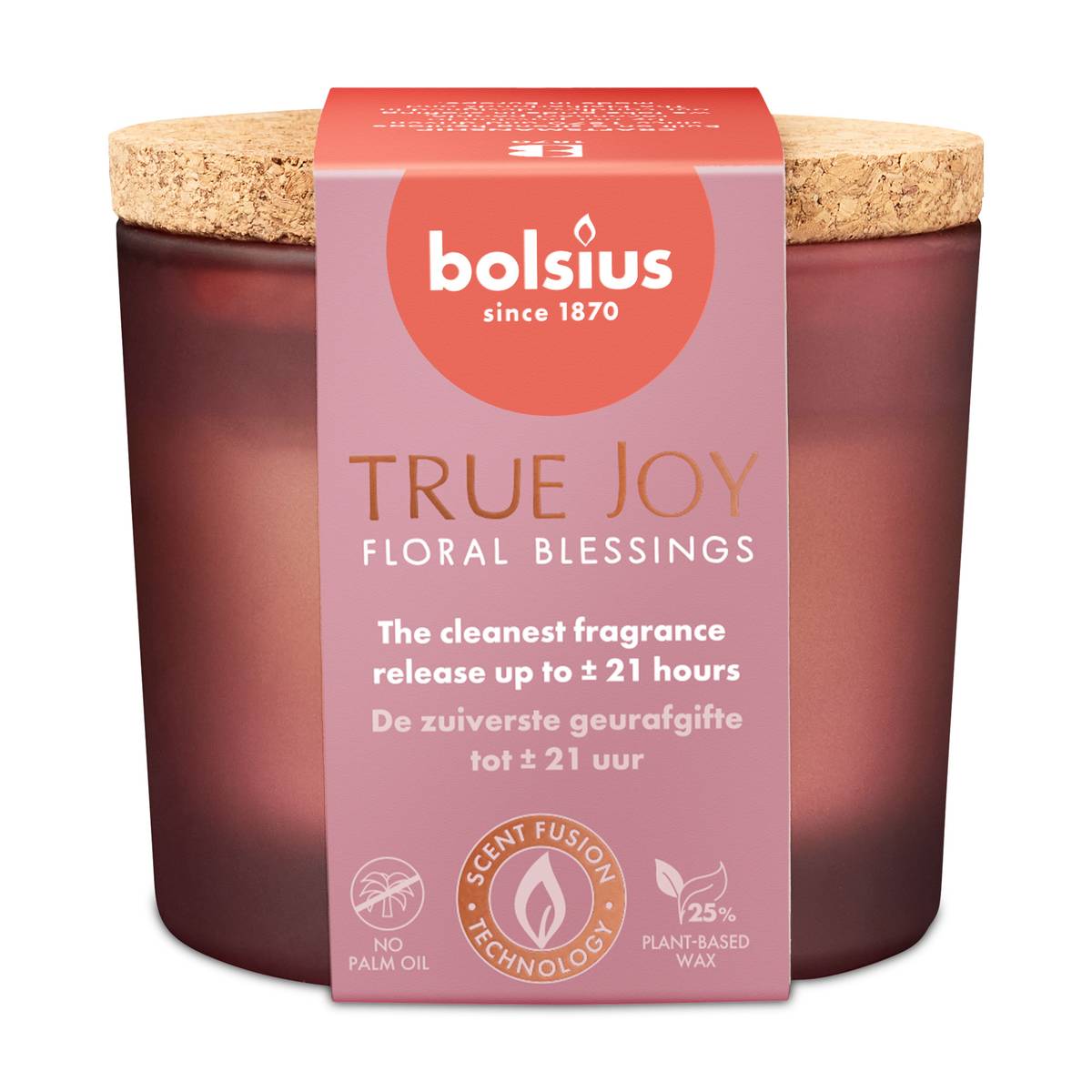 Аромасвеча в стакане Bolsius True Joy 6,6x8,3 см Flora blessings