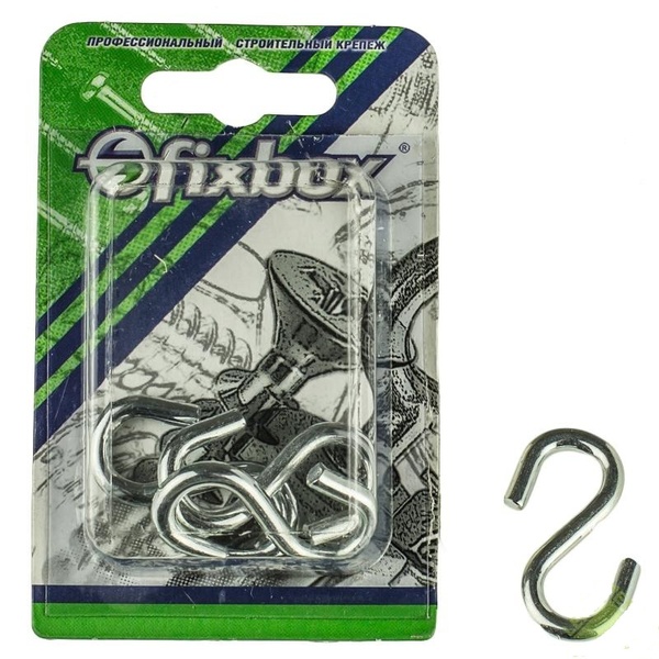 Крючок S-обр. 4мм оцинк.(4 шт) "Fixbox"