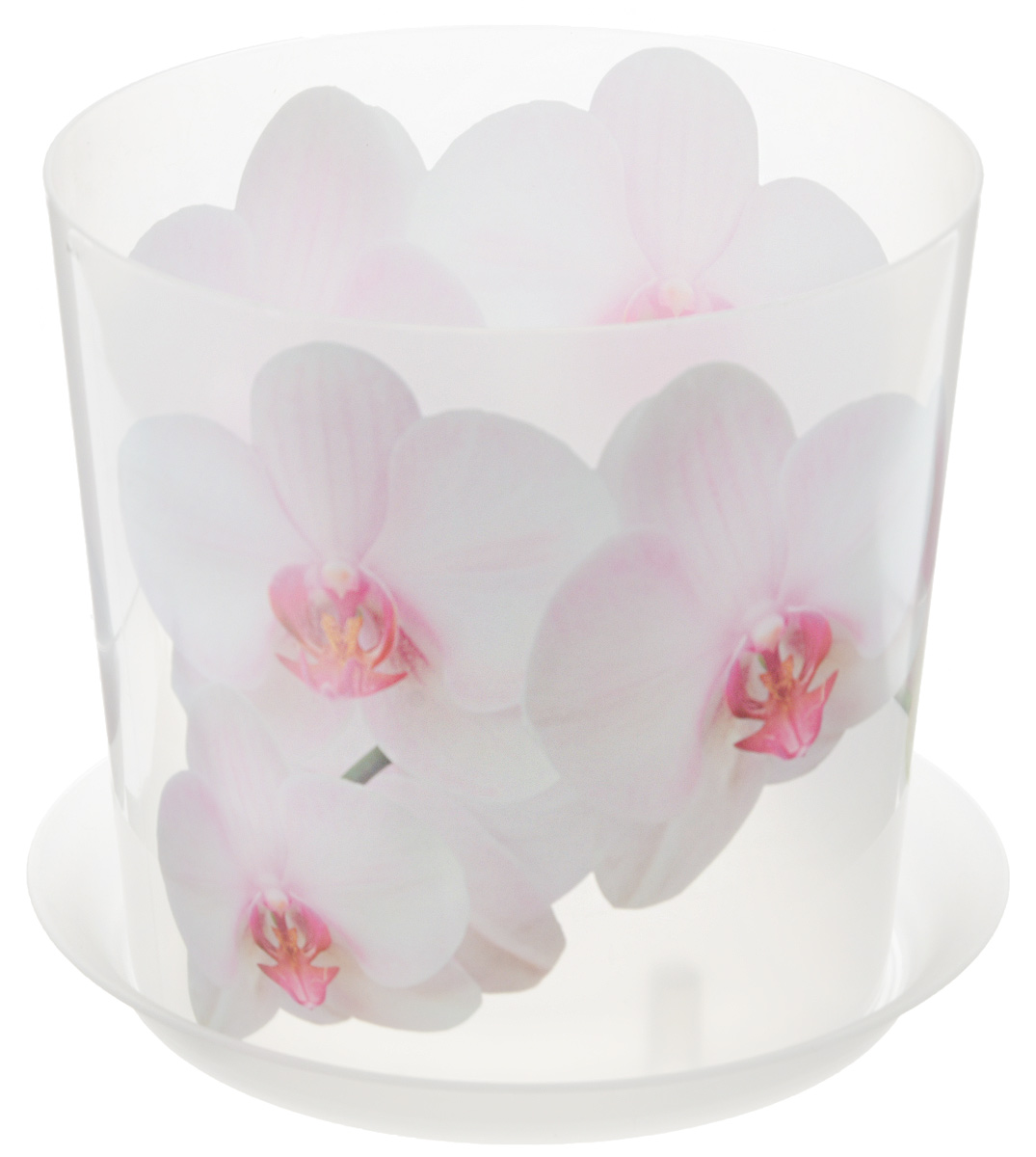 Кашпо IDEA ДЕКО D125мм 1,2л с подставкой орхидея белая