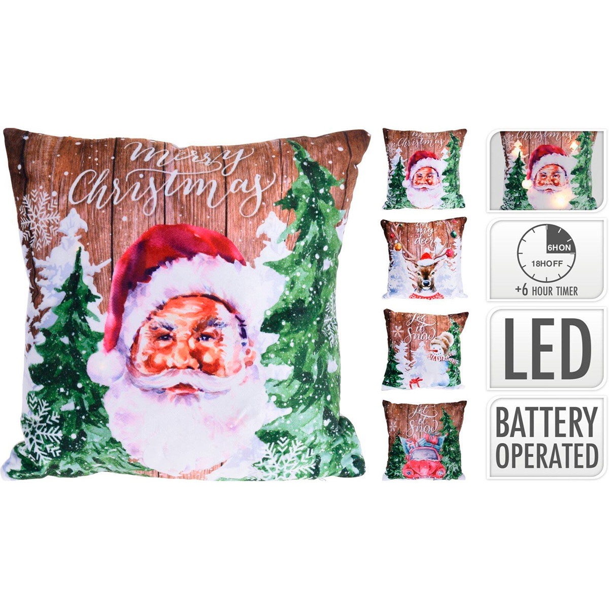 Подушка новогодняя Koopman со светодиодами 4 вида в ассортименте ANB000591