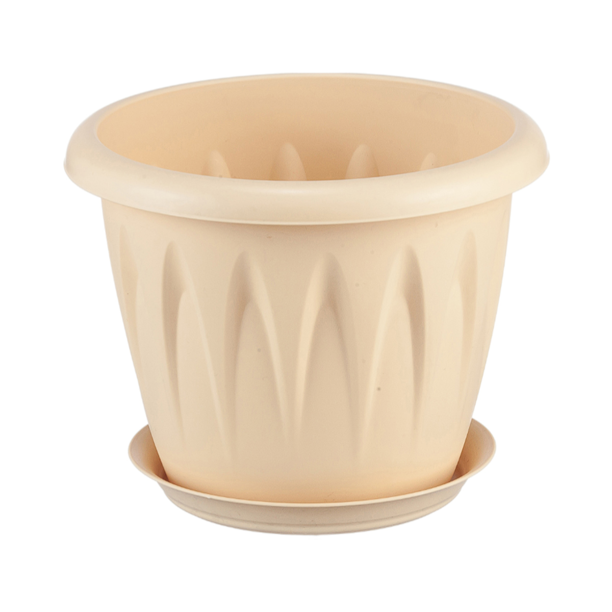 Кашпо IDEA АЛИЦИЯ D200мм 2,6л с поддоном, Белая Глина