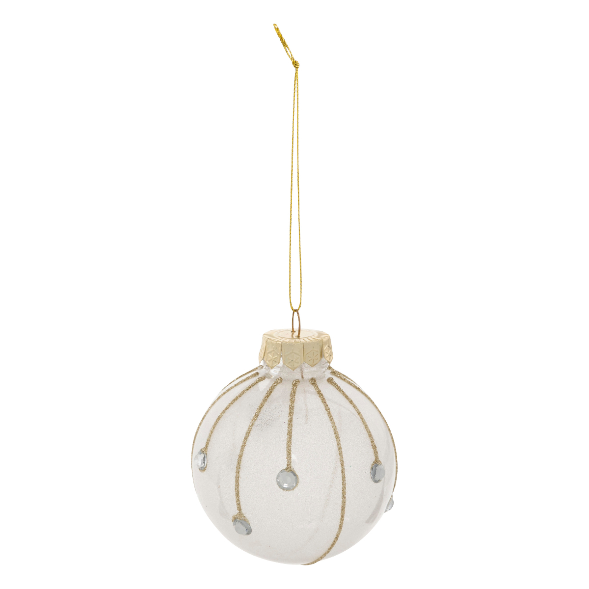 Шар елочный 8 см Atmosphera Бело-золотой пластик 198590