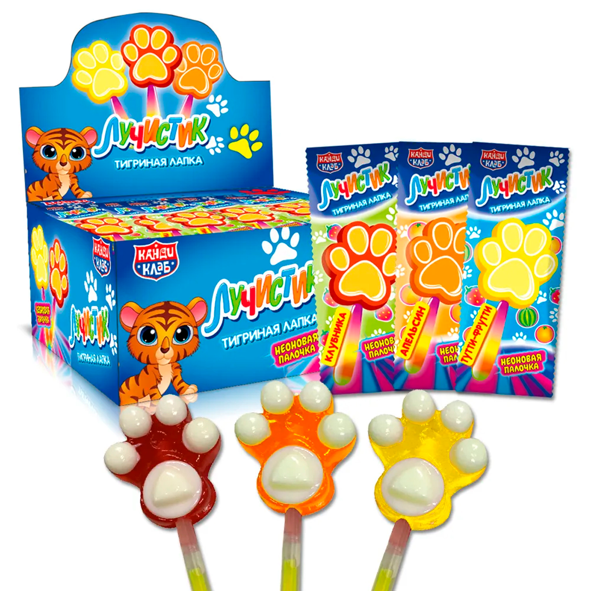 Карамель на неоновой палочке Лучистик Тигриная лапка 10г CAR163-1