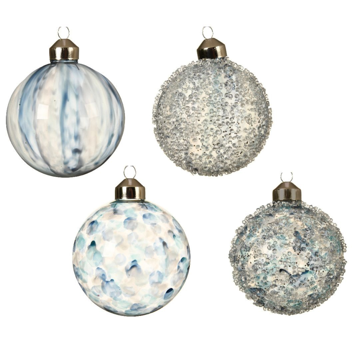 Шар елочный Лед 8 см стекло 4 дизайна в ассорт.060617 Kmg