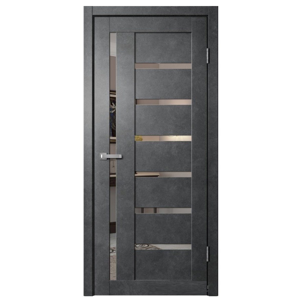 B04 Полотно дверное ПВХ бетон темный ЗЕРКАЛО 800 мм