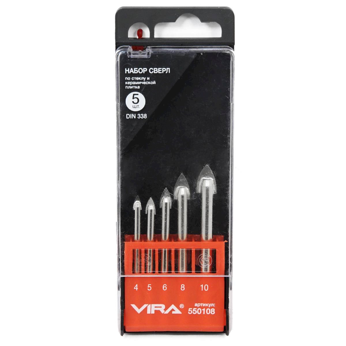Набор сверл по стеклу и керам. 5 шт. VIRA