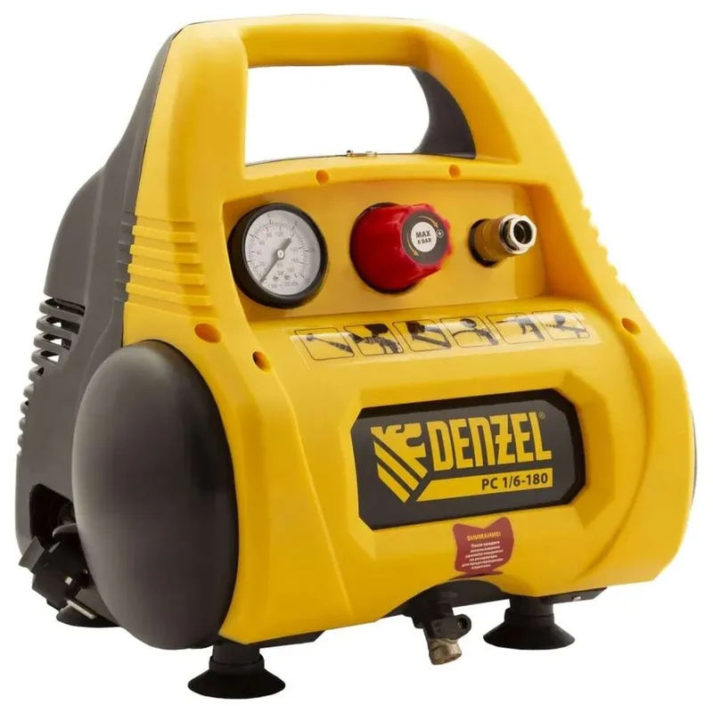 Компрессор воздушный безмасляный РС 1/6-180, 1,1 кВт, 180 л/мин, 6 л// DENZEL