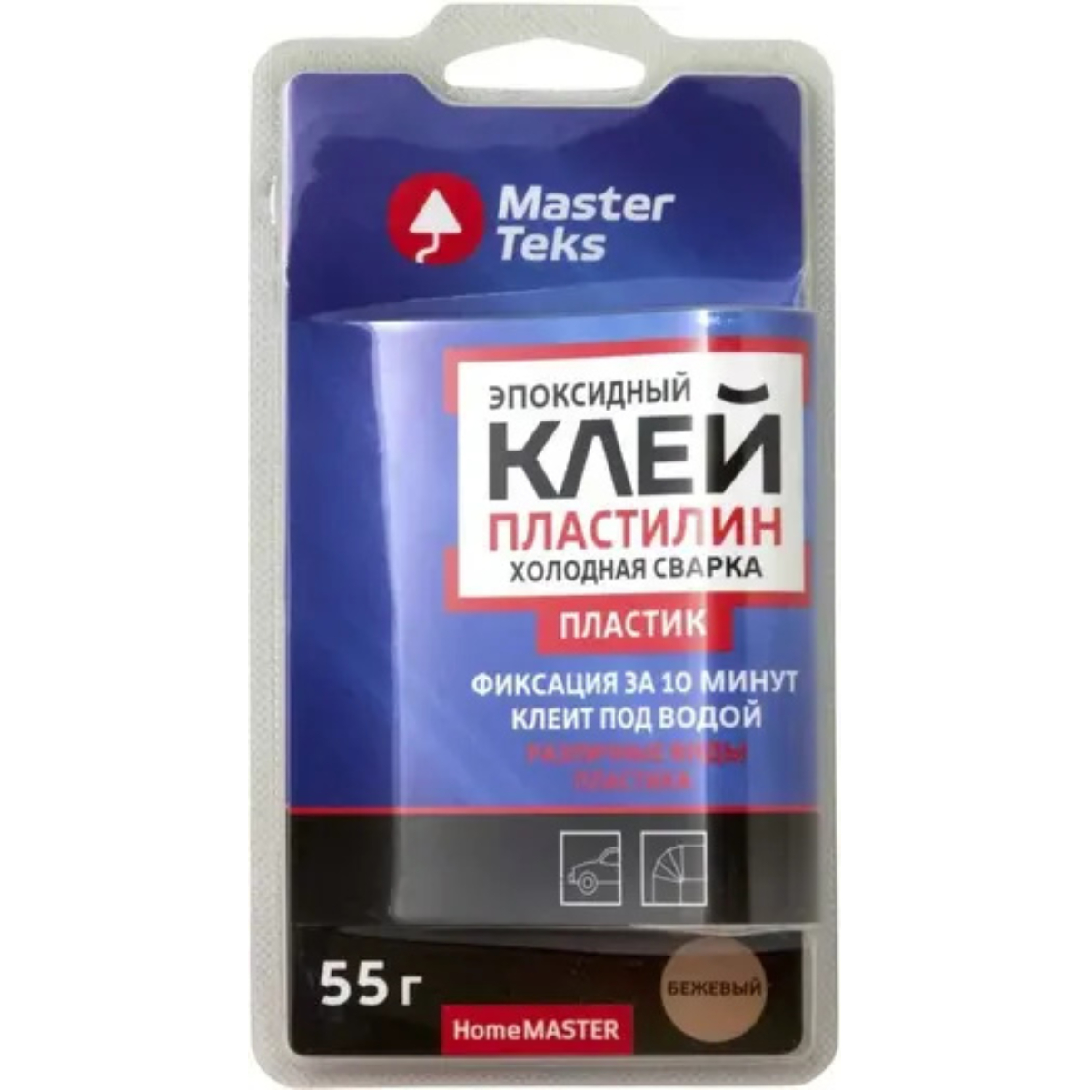 Клей-пластилин MasterTeks HM эпоксидный холодная сварка для пластика 0,055 бежевый