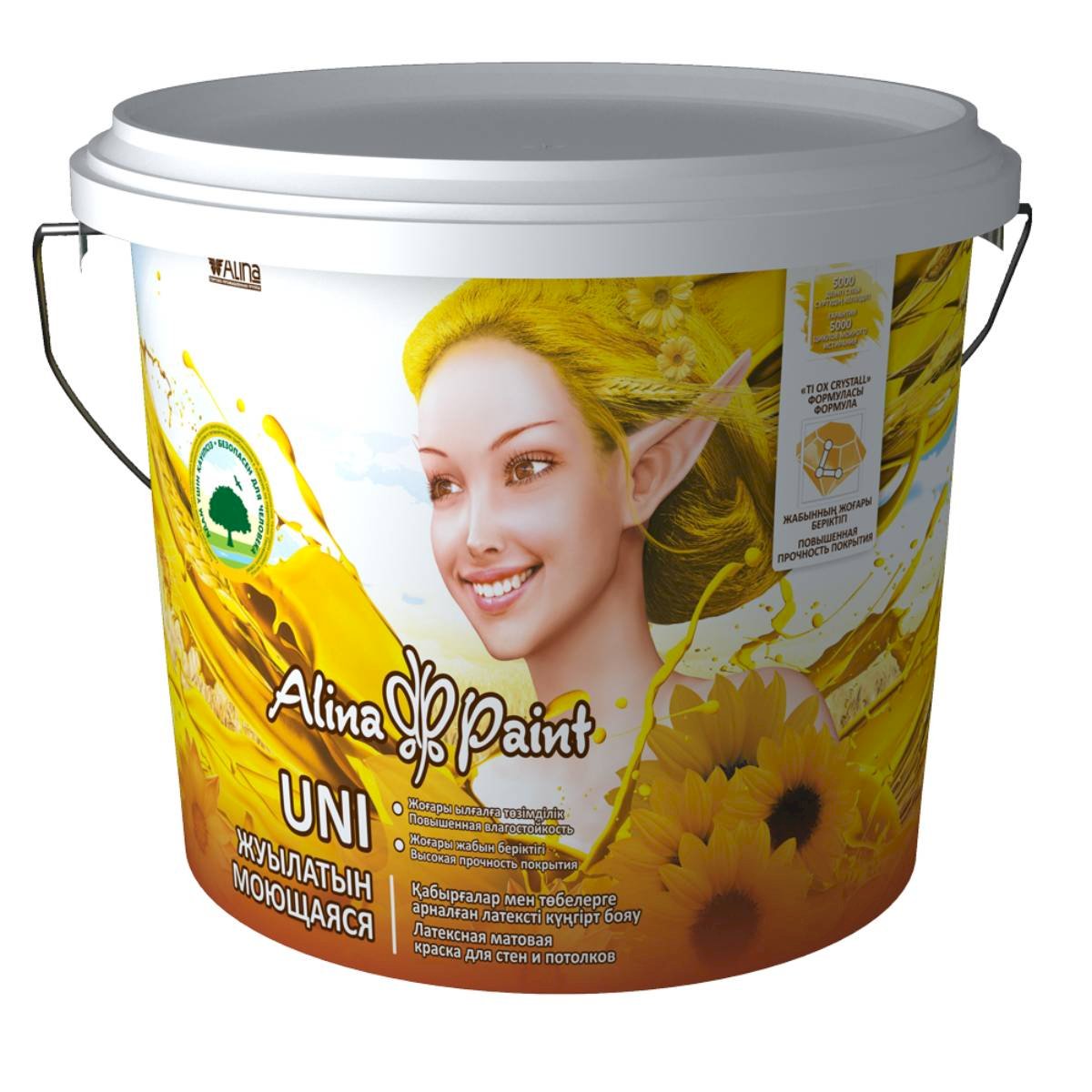 Краска водоэмульсионная, Alina Paint UNI, 3 кг (интерьерная, супермоющаяся, всесезонная) Краска водоэмульсионная, Alina Paint UNI, 3 кг (интерьерная, супермоющаяся, всесезонная)