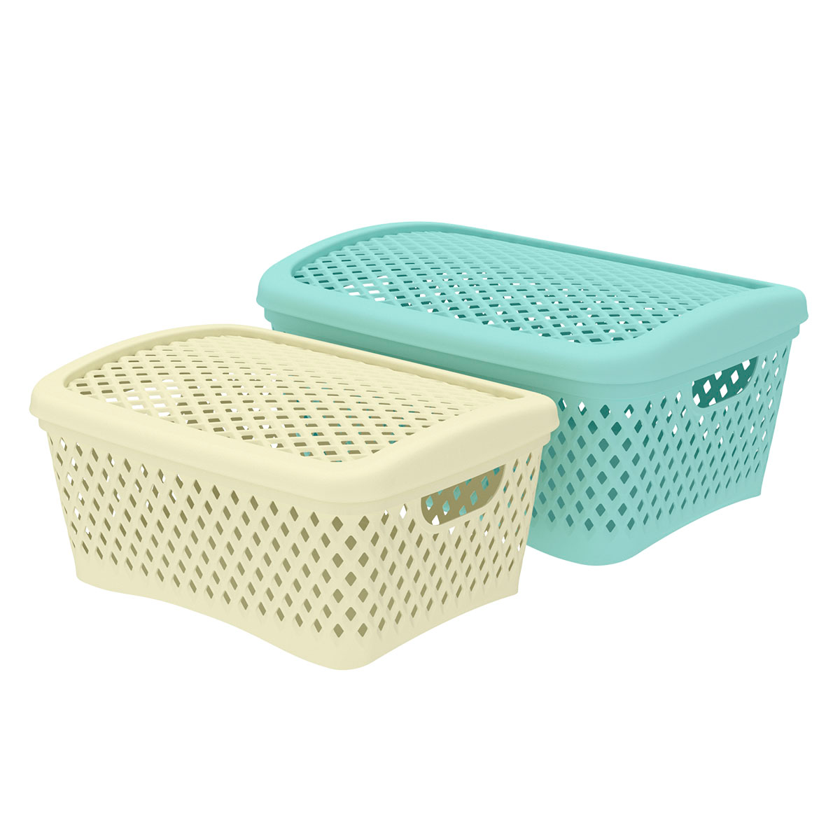 Набор корзинок Альт-Пласт Ромбики с крышками 2шт микс АП 473