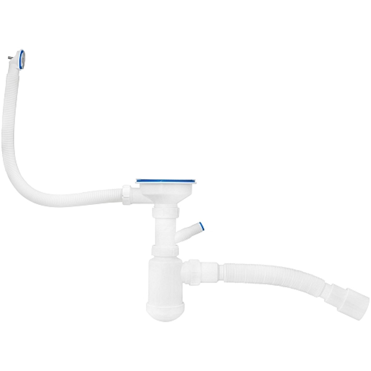 Сифон для кухни 3.1/2" х 40 (вып.с нерж. глубокой чашей диам.112мм, кругл+прям.перел, отв.стир.маш) 