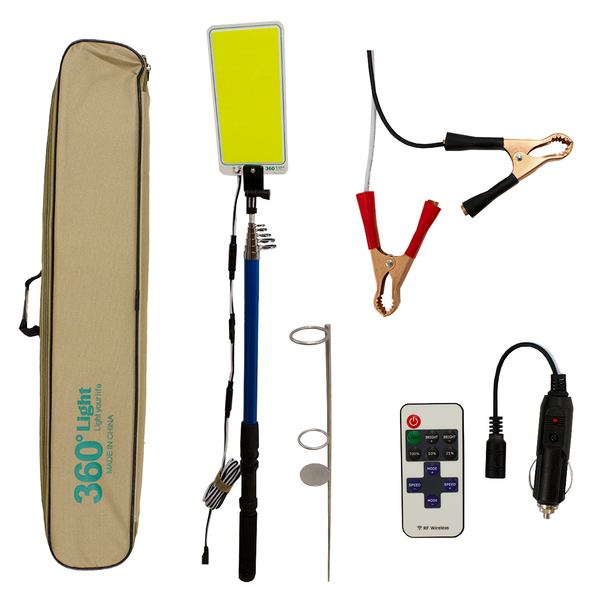 Светильник светодиодный WXH-FR0 12В 800W (автомобильная зарядка) + стойка для светильника 4.5M с дер