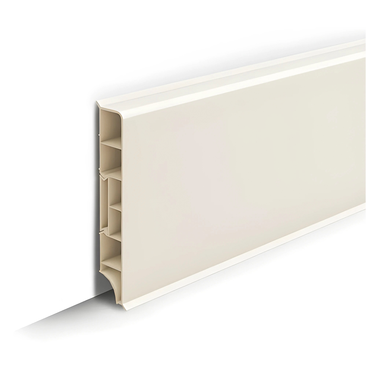 Плинтус напольный прямоугольный 80мм 2,2м "Идеал Дюра", 033 Кремово-белый