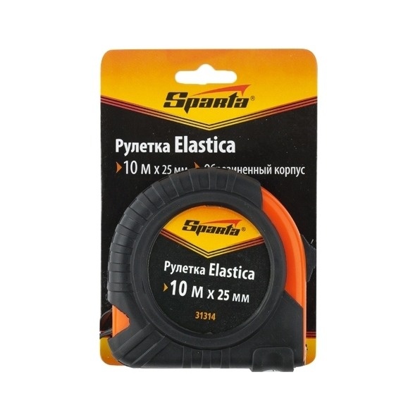Рулетка SPARTA Elastica, 10 м х 25 мм, обрезиненный корпус