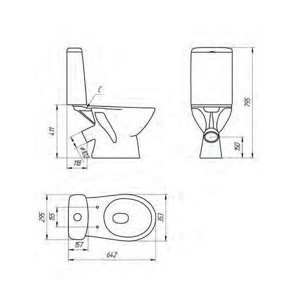 Унитаз компакт Cersanit JUST KO-JUS031-3/6-PL-w 031,   с кр.термопласт. Lifting, белый, Сорт1 Унитаз компакт Cersanit JUST KO-JUS031-3/6-PL-w 031,   с кр.термопласт. Lifting, белый, Сорт1