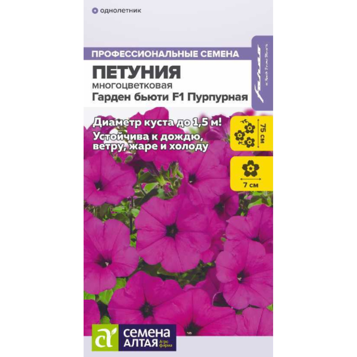 Семена Цветы Петуния Гарден бьюти F1 Пурпурная многоцветковая/Сем Алт/цп 5 шт. НОВИНКА