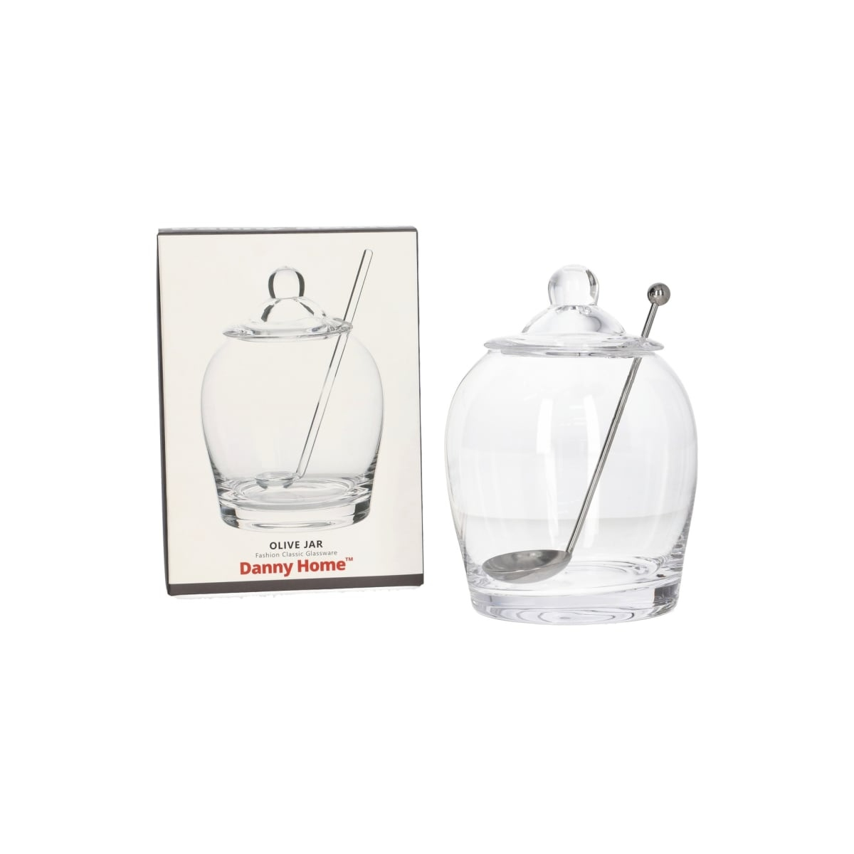 Банка для оливок DH 9,5х29,7х10,8 см с крышкой и ложкой стекло CB-50