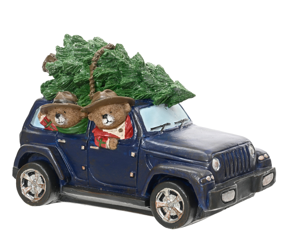 Фигура декоративная Машинка с мишками 11х19х13 см 398601 Kmg