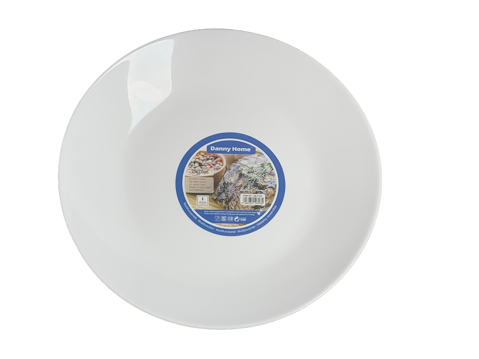 Тарелка обеденная DH Ø25 см Н 2,5 см опаловое стекло белый LMLP105