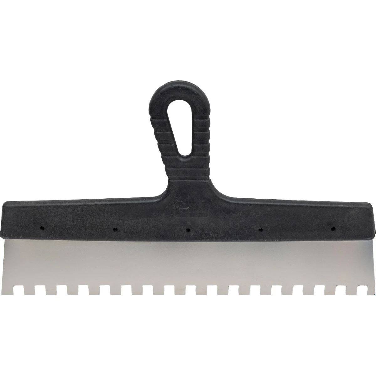 Шпатель из нержавеющей стали, 350 мм, зуб 10х10 мм, пластмассовая ручка// Сибртех