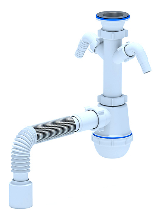 Сифон Ани Грот для раковины нерж.чашка d70 1"1/2*40 2-отвода, гофра A1110