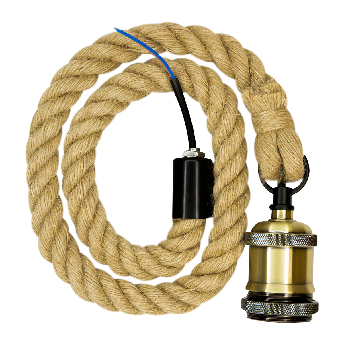 Патрон для ламп ретро MS01-1M черный патрон + канат