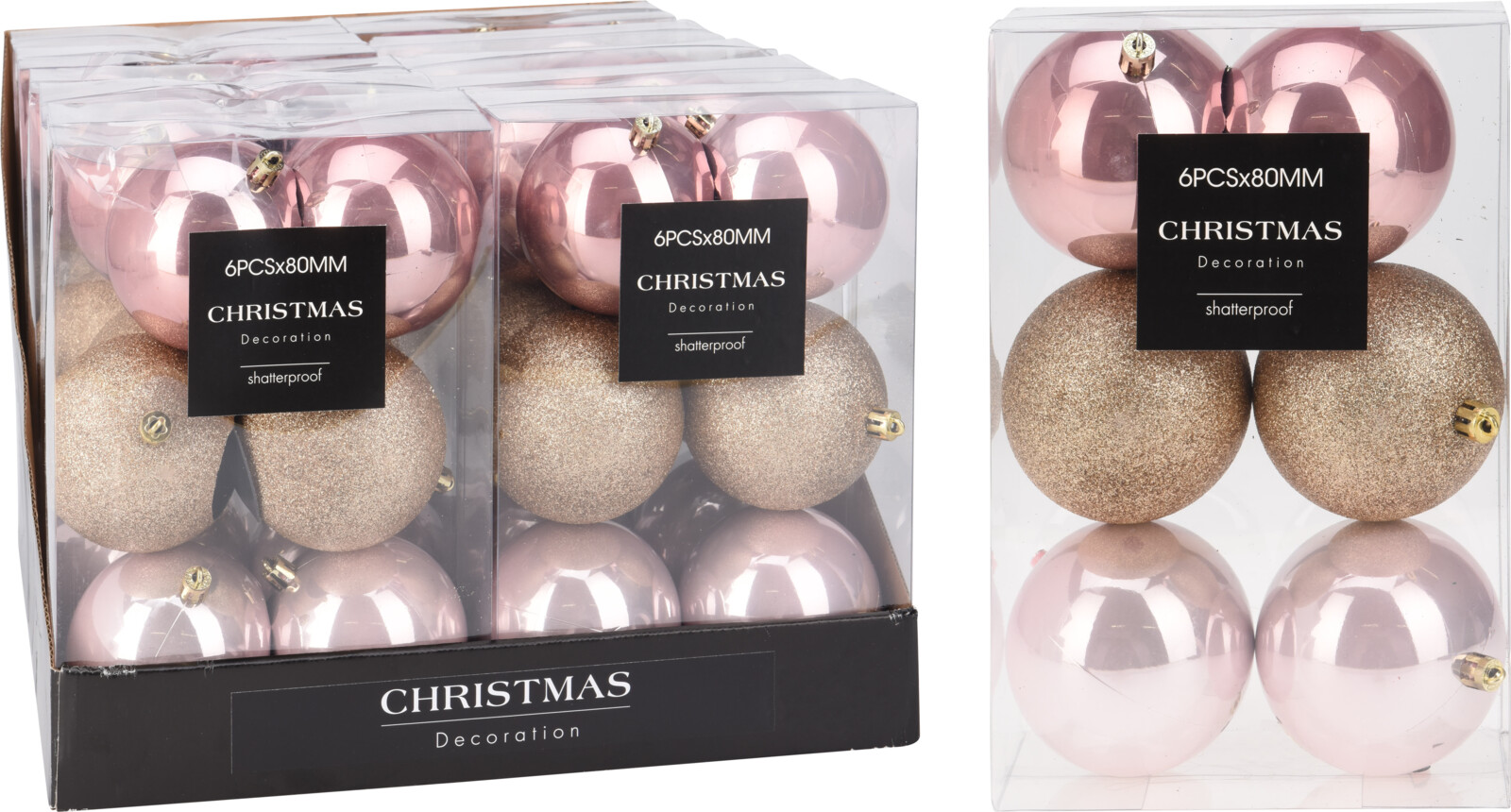 Набор елочных шаров 8 см 6 шт мультиколор AVS100830 К