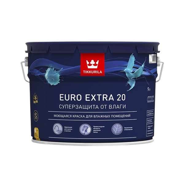 Краска для влажных помещений EURO EXTRA 20 С п/мат 9л