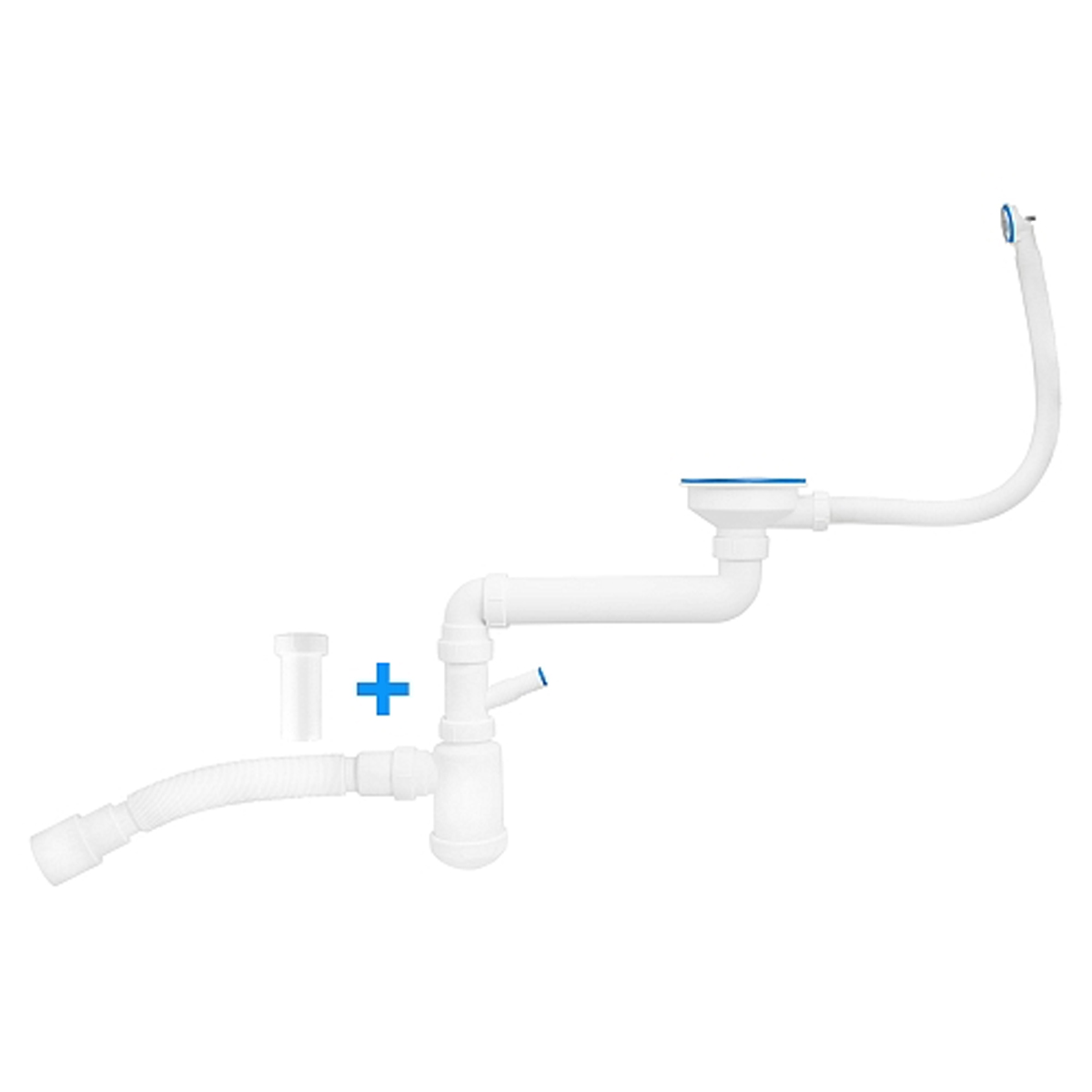 Сифон 2 в 1 для кух. 3.1/2"х40,со СМЕЩ.(нерж.чаш,2 перел,с/без отв.для стир.маш) с г.т. 40х32/40/50