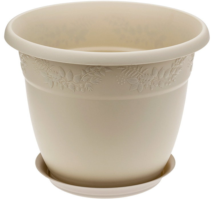 Кашпо IDEA РЯБИНА D130мм 0,8л с поддоном латте