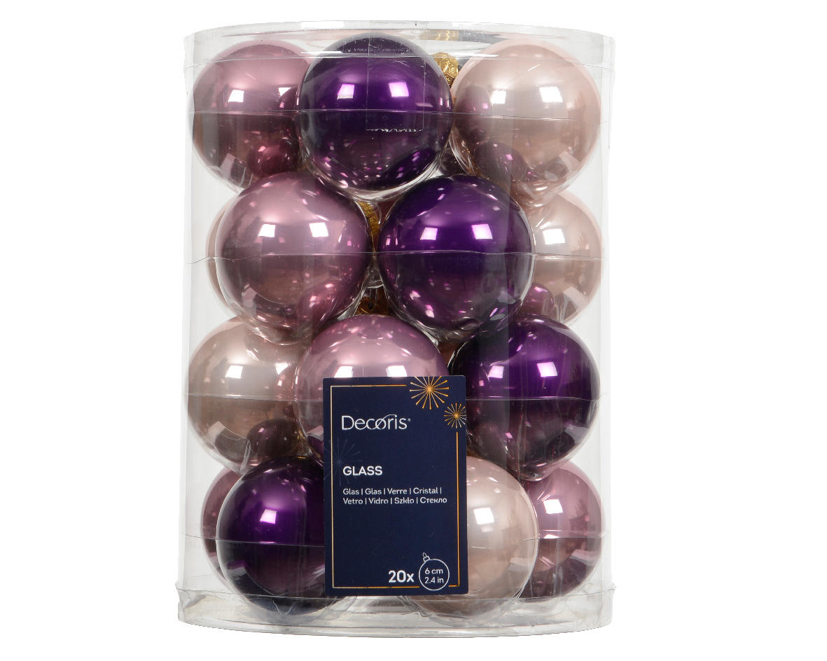 Набор елочных шаров 20 шт х6 см стекло, pink/colour 142185 Kmg