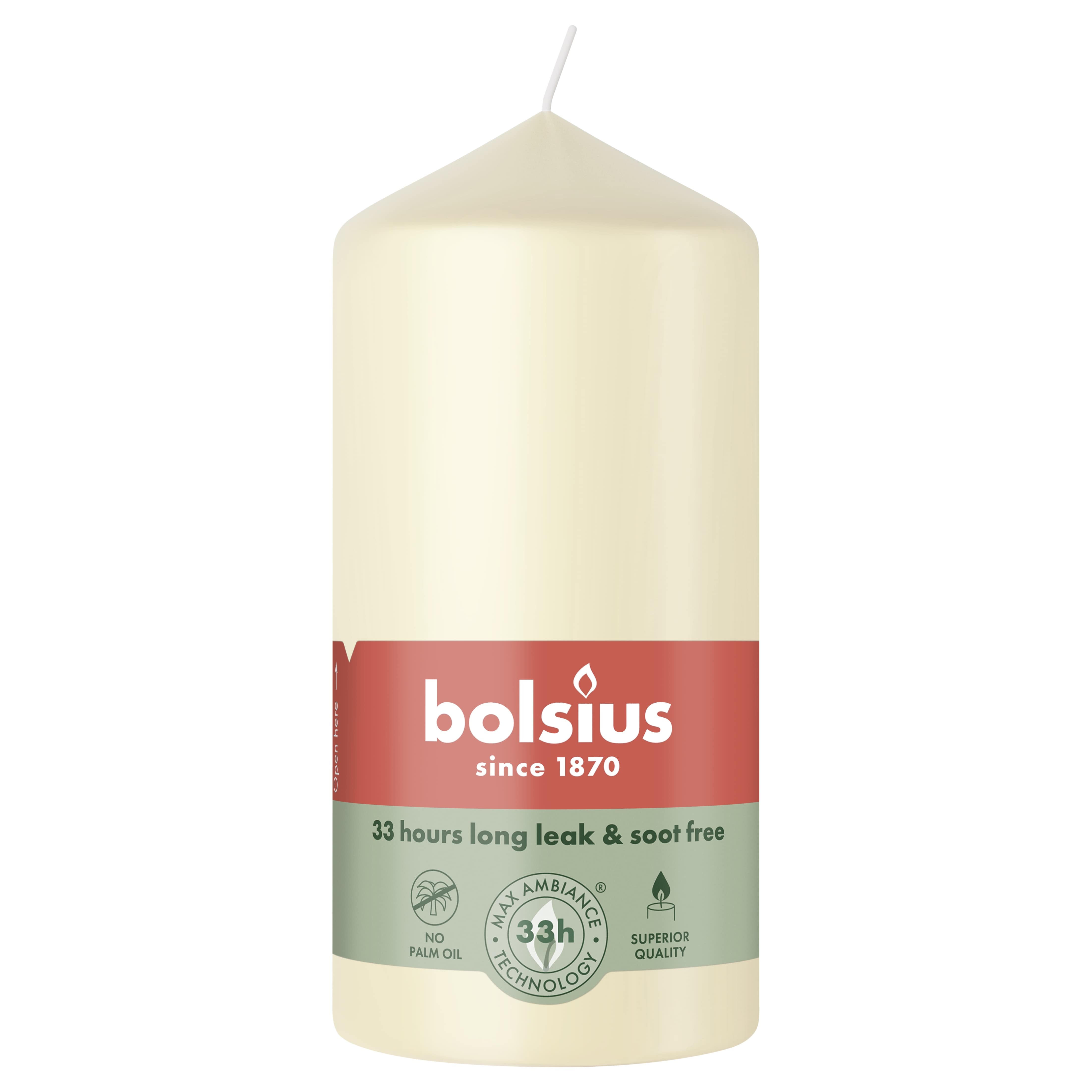 Свеча столбик Bolsius 12х5,8 см Soft Pearl