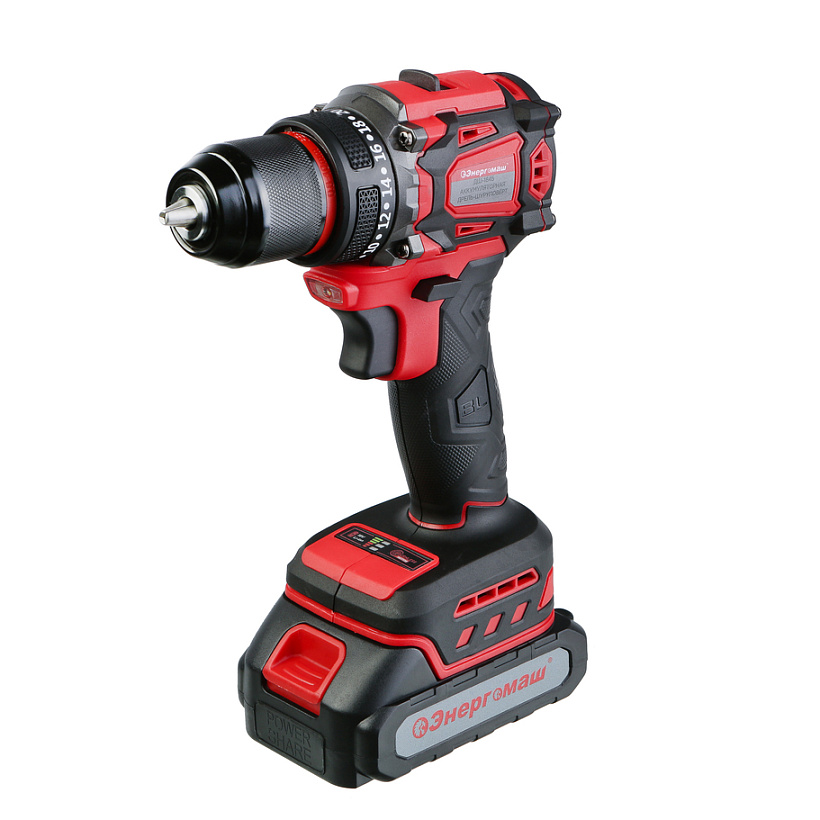 Шуруповерт Энергомаш аккумуляторная без щет. ДШ-1845 , 18В, 45Нм, 2х2.0Ач, ЗУ,кейс